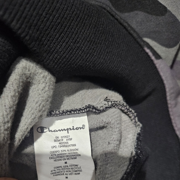 Champion Gray Camouflage Hoodie with Chain Accent - Picture 6 of 9